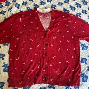 Loft short sleeve cherry print cardigan
